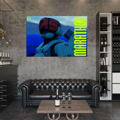 Marathon Game Destroyer Class Runner Shell Helmet Cinematic Wall Art Print Poster