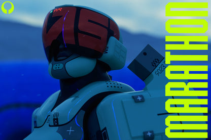 Marathon Game Destroyer Class Runner Shell Helmet Cinematic Wall Art Print Poster