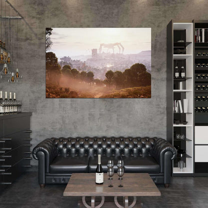 ARC Raiders Poster Giant Spider Robot Concept Art Epic Retro Sci-Fi Landscape Video Game Wall Decor