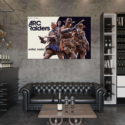 ARC Raiders Poster Enlist Resist Retro Sci-Fi Video Game Wall Art Decor