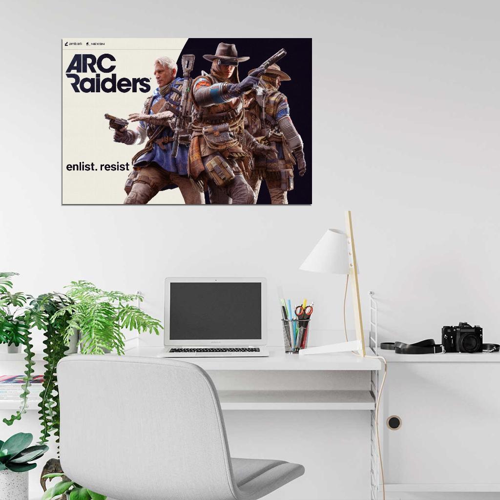 ARC Raiders Poster Enlist Resist Retro Sci-Fi Video Game Wall Art Decor