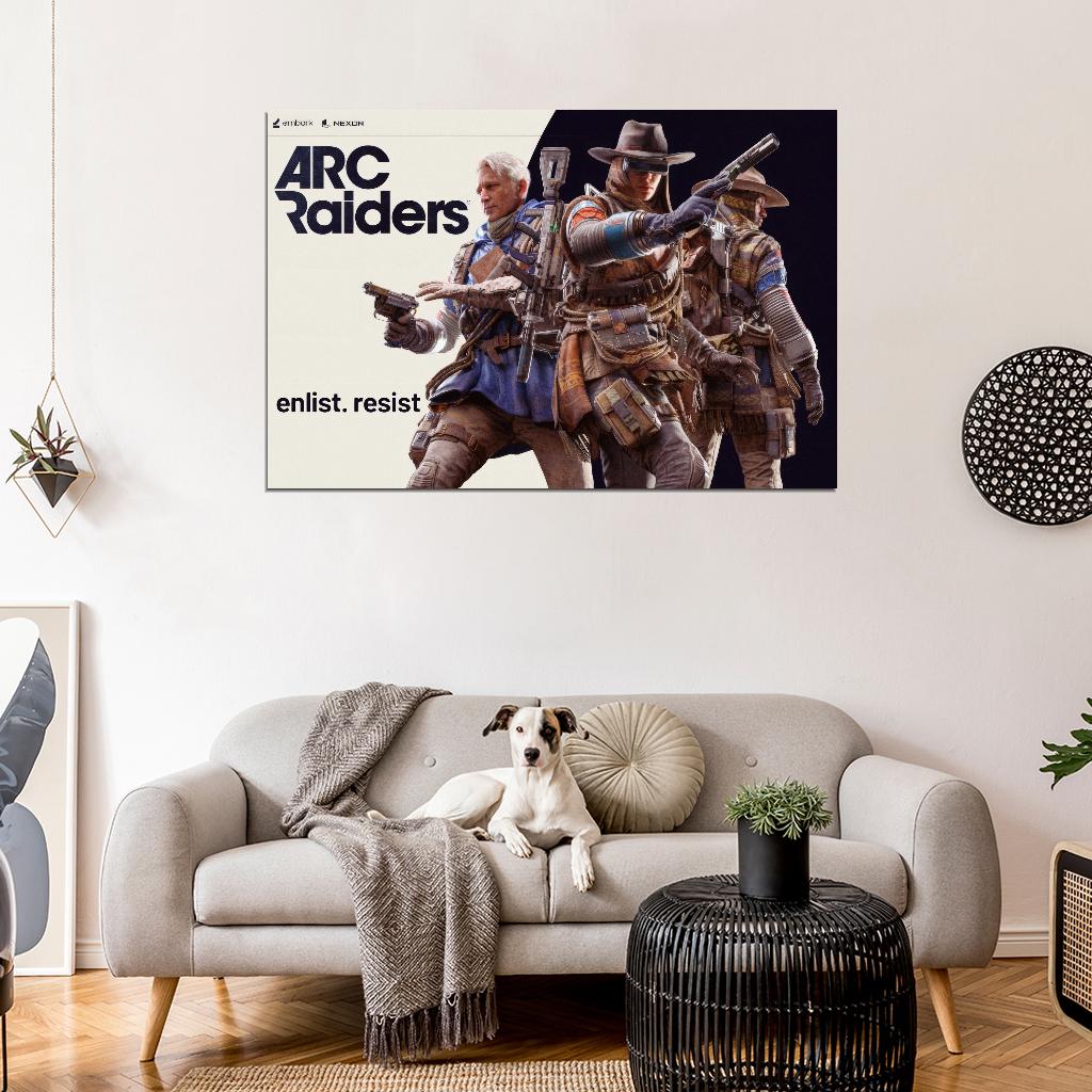 ARC Raiders Poster Enlist Resist Retro Sci-Fi Video Game Wall Art Decor